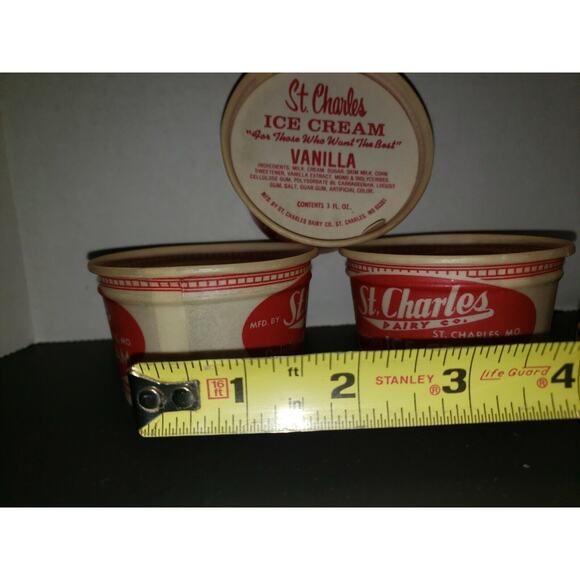 Vitnage St. Charles 3 oz Ice Cream Cup Vanilla Lid Lot of 3 New Old Stock - Picture 3 of 3
